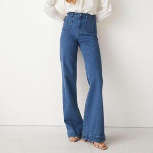 & Other Stories High-Waist High-Rise Flare Jeans in Deep Blue, Like New, Size 28